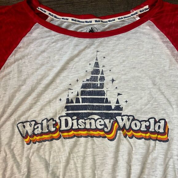 Walt Disney World Graphic Print Tee Tie Front Short Sleeve White Red Size XXL - Picture 4 of 13